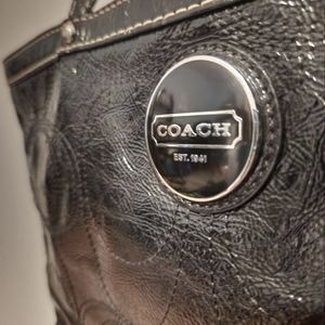 Coach F15142 BLACK Signature Patent Tote/Shoulder Bag